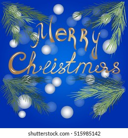 inscription Merry Christmas handwritten in retro style