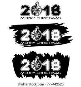 Inscription merry christmas on black paint stain. Design for greeting card, poster, banner and flyers.