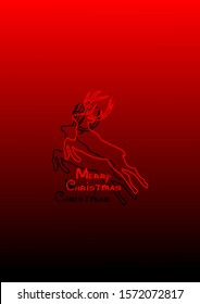 Inscription merry Christmas, with a picture of Santa Claus reindeer. Poster, flyer for the winter party. Vector image.