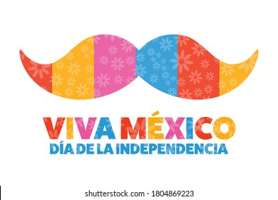 Inscription Mexico Independence Day and Long live Mexico in Spanish. September 16. Holiday concept. Template for background, banner, card, poster with text inscription. Vector EPS10 illustration