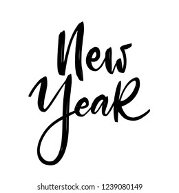 Inscription New Year on a white background. Vector illustration.