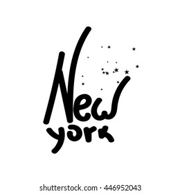 Inscription - New york. Hand drawn lettering. Vector, illustration.

