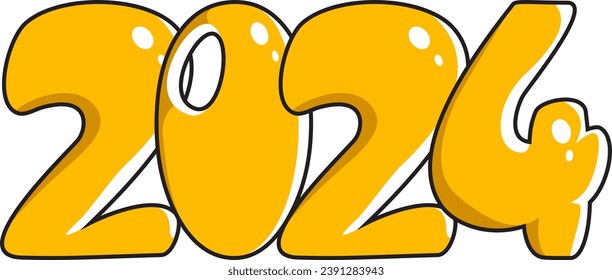 An inscription from the numbers 2024. Numbers of the new year. Flat style. Clipart. Vector illustration. 