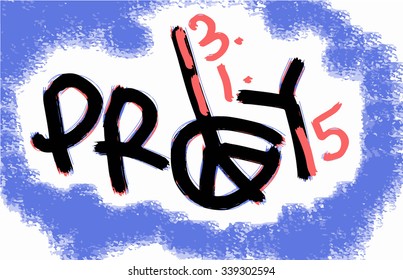 the inscription on the background of clouds pray - 11.13.15 in the national colors of France