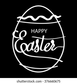 The inscription on an Easter egg. Capital letters. Happy easter.