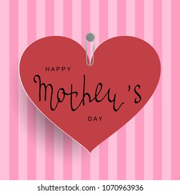 An inscription on the heart of a happy mother. Vector illustration.