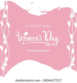 Inscription on a pink background International Women's Day. Banner or card for Women's Day.