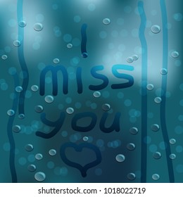 The inscription on the wet glass. Transparent background. Concession to lover. Vector illustration.