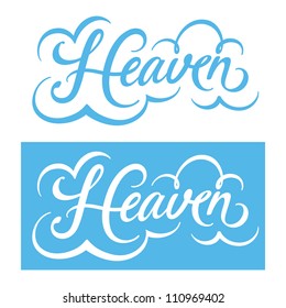 Inscription for postcard Heaven clouds blue sky paradise