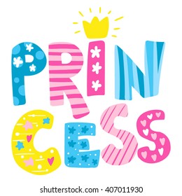 The Inscription Princess Vector Illustration 6 Colors