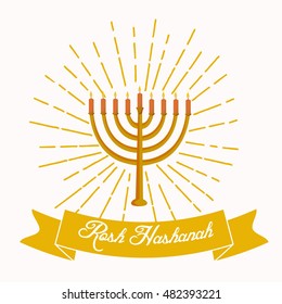 inscription Rosh Hashanah & candles , Jewish New Year