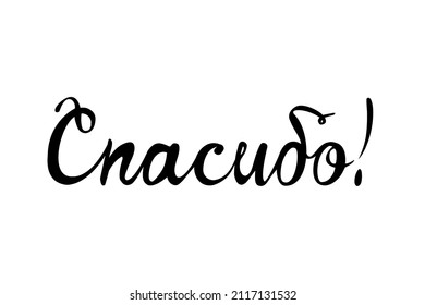 Inscription in Russian: Thank You - spasibo. Vector calligraphic word