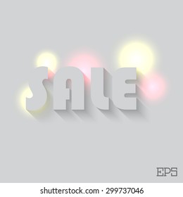 The inscription SALE on a grey background paper. Vector illustration