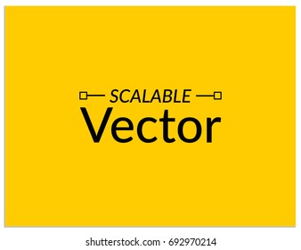 The inscription: "Scalable vector" and a simple integrated minimalistic graphical part that depicts a vector line with markers. Image can be used to symbolize the type of your graphic work