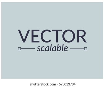 The inscription: "Scalable vector" and a simple integrated minimalistic graphical part that depicts a vector line with markers