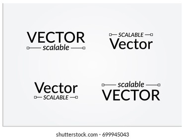 The inscription: "Scalable vector" and a simple integrated minimalistic graphical part that depicts a vector line with markers. Set of images can be used to symbolize the type of your graphic work