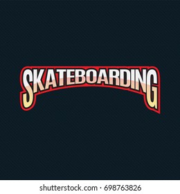 Inscription skateboarding executed in the form of an arch. Skateboard typography. Vector illustration.