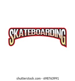 Inscription skateboarding executed in the form of an arch. Skateboard typography. Vector illustration.