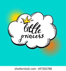 Inscription small princess vector calligraphy with crown