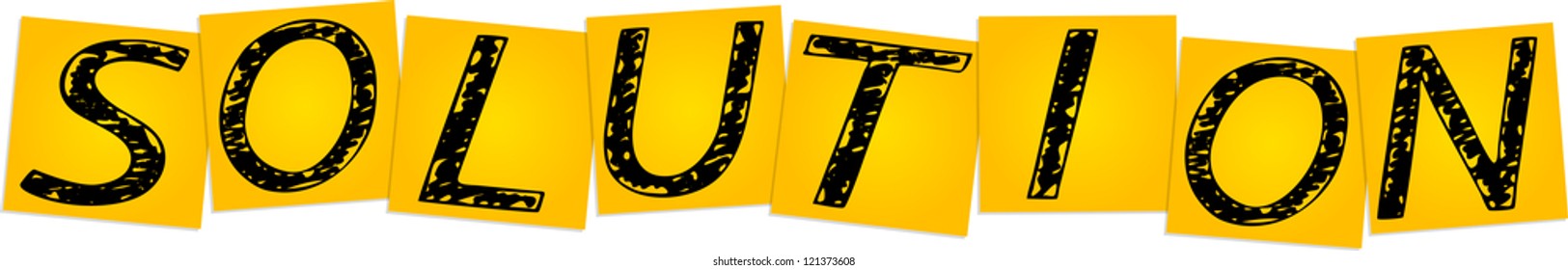 Inscription Solution on the yellow square stickers