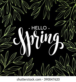 Inscription Spring Time on background with spring flowers