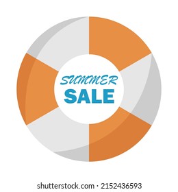 The inscription summer sale in the lifebuoy