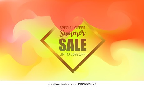 The inscription Summer sale in watercolor  background. Web banner or poster for e-commerce, online shop, fashion & beauty shop, store