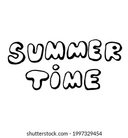 The inscription "Summer time". Vector, black line, isolated