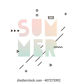 Inscription summer typography design Pastel colors