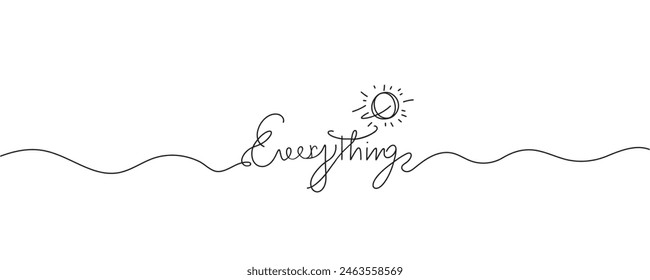 The inscription Sunshine .One line vector calligraphy text. The word is everything.