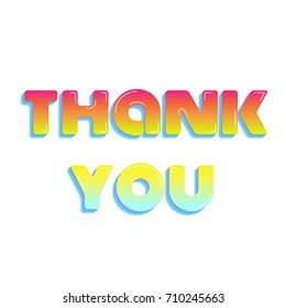 Inscription "Thank you" made in the style of bright colored bubbles. Vector illustration.
