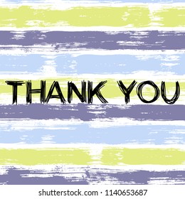 Inscription Thank you on the colored background. Thank you card.