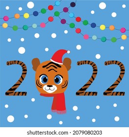 inscription tiger cub christmas muzzle new year 2022