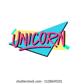 The inscription - Unicorn. It can be used for sticker, patch, phone case, poster, t-shirt, mug etc.