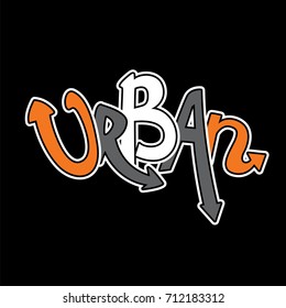 The inscription "Urban" is made in the form of graffiti. Vector illustration. Street culture.