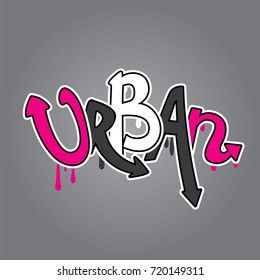 The inscription "Urban" is made in the form of graffiti. Vector illustration. Street culture.