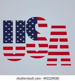 Inscription USA decorated in the style of Flag of the United States