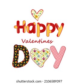 the inscription is Valentine 's day .the pattern inside the letters. it 's handwritten .signs and symbols.vector illustration.isolated on a white background.eps10.t-shirt print