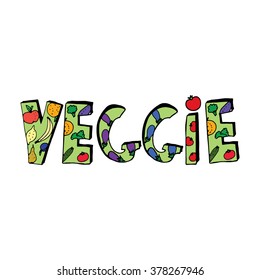 inscription veggie, designed with vegetables