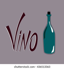 inscription vino and a bottle