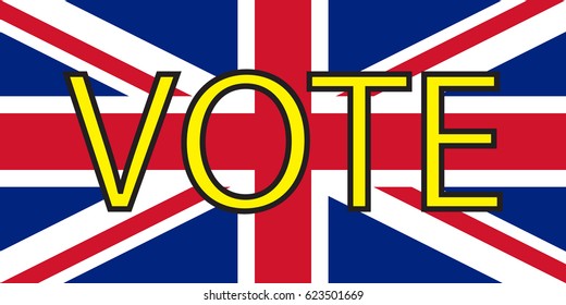 Inscription VOTE on the British flag.