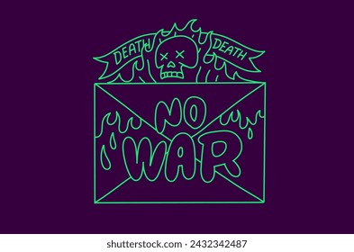 Inscription war death flame effect. Neon sign, vector image, logo.