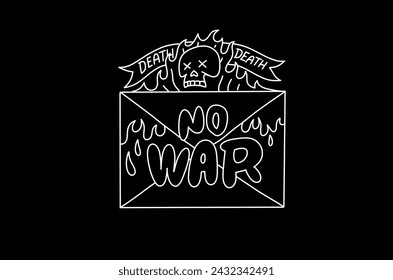 Inscription war death flame effect. Neon sign, vector image, logo.