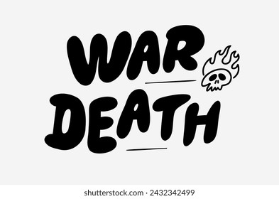 Inscription war death flame effect. Neon sign, vector image, logo.