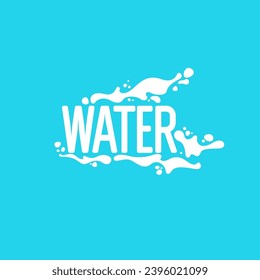 The inscription is WATER in capital letters of the Latin alphabet. A design element. Modern drinking water emblem. Vector illustration.