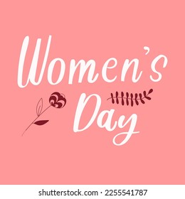 Inscription With Women Day on a pink background