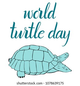 Inscription World Turtle Day and turtle