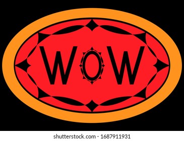 Inscription wow. Comic text, vector, cartoon. Template illustration for background, cover, icon.