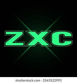 inscription ZXC computer gaming green logo