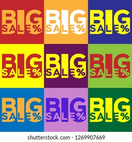 inscriptions for a big sale in different colors